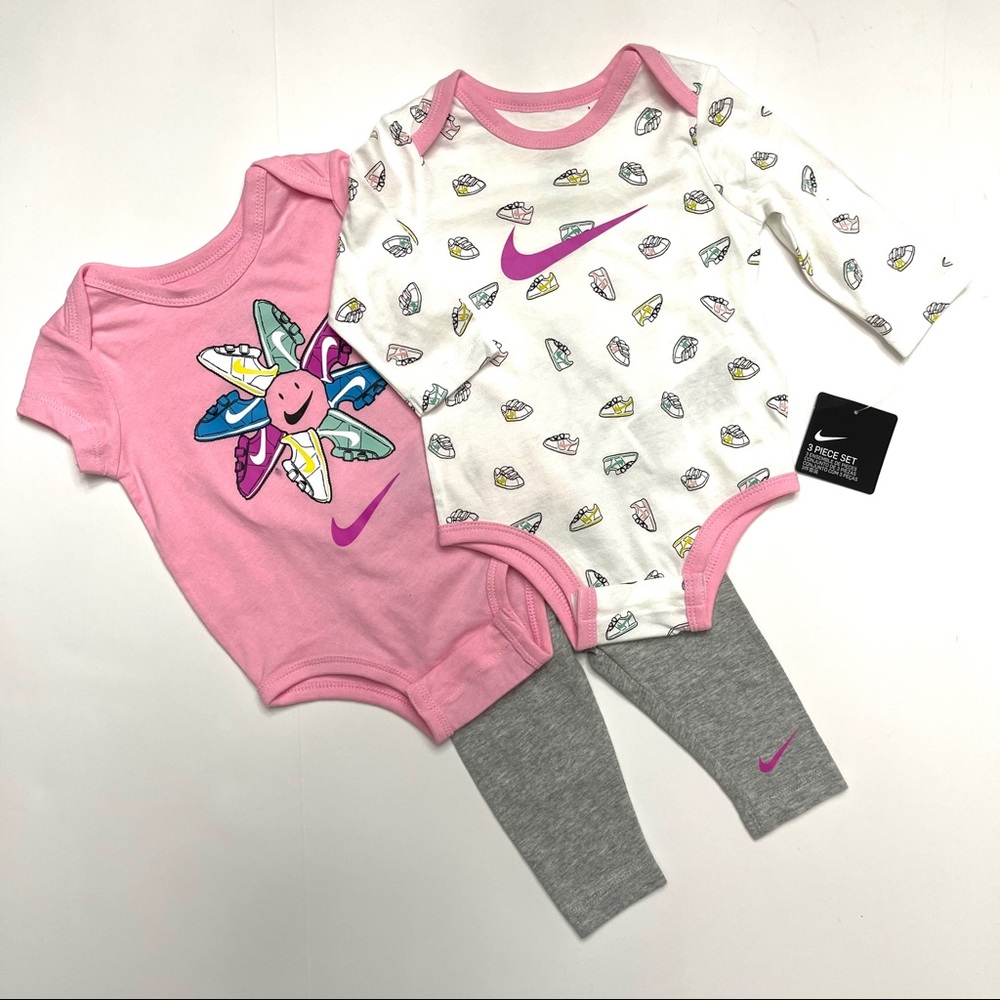 Nike 3-pc. Set Pink Tops Gray Leggings Sz. 6 m